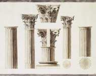 Houel Jean-Pierre-Laurent Draving of a Corinthian Column with a Capital and a Base  - Hermitage